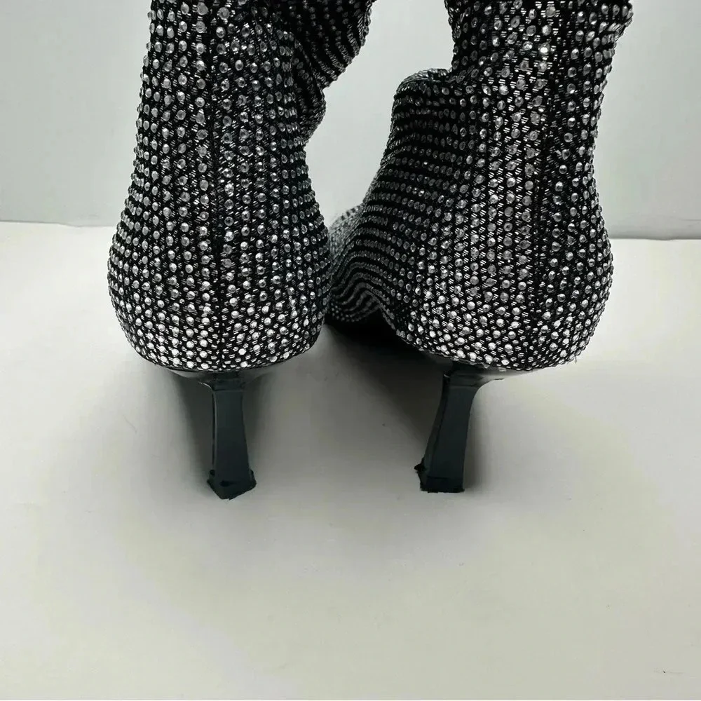 Open Edit Tilly Crystal Embellished Bootie in Silver Size 8.5